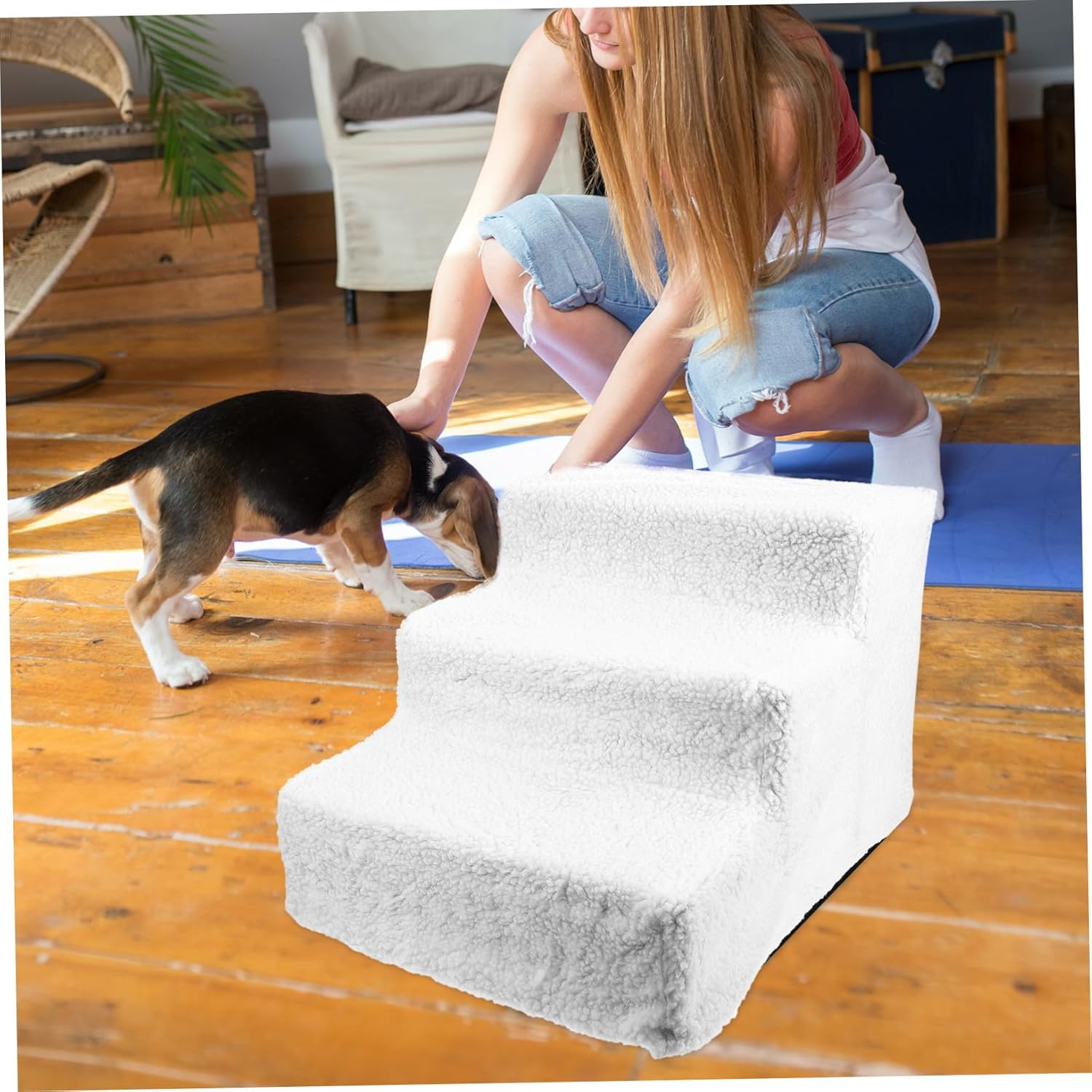 Generic Pet Stairs for Dogs and Cats Non Slip Small Dog Ramp with Sturdy Compact Design for Sofa Bed Access Portable Pet Ladder for Puppies and Kittens