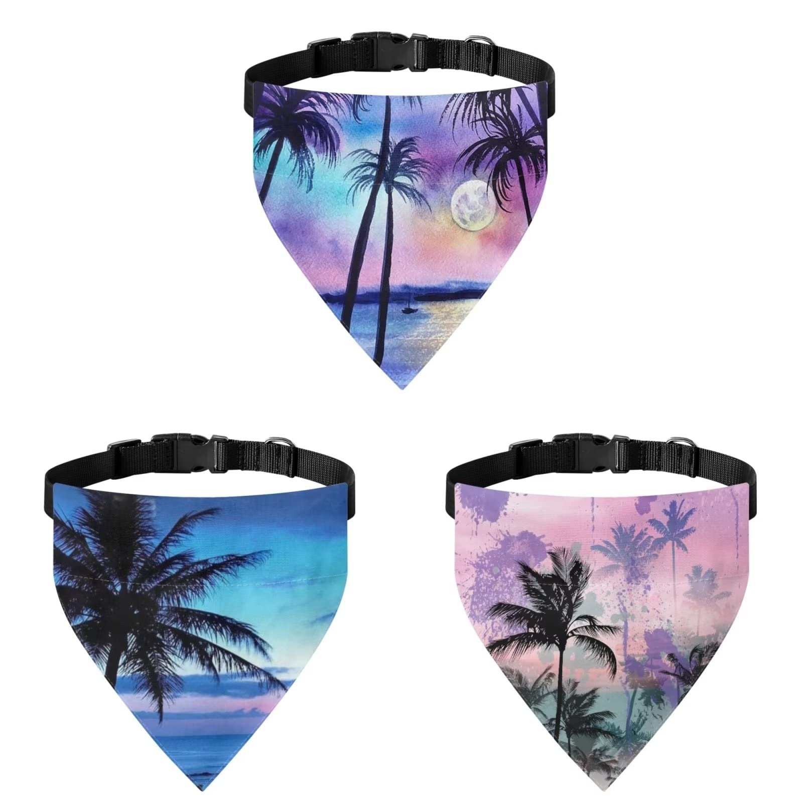 COEQINE Dogs Bandanas Set With Hawaii Style Lightweigth Dogs Scarves Lightweight Durtable Non Slip for Walking Sport