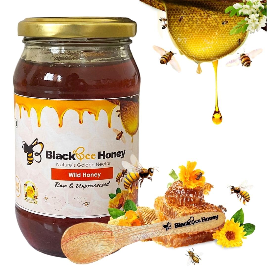 BlackBee Organic Raw Honey 500g | 100% Pure Honey without sugar in