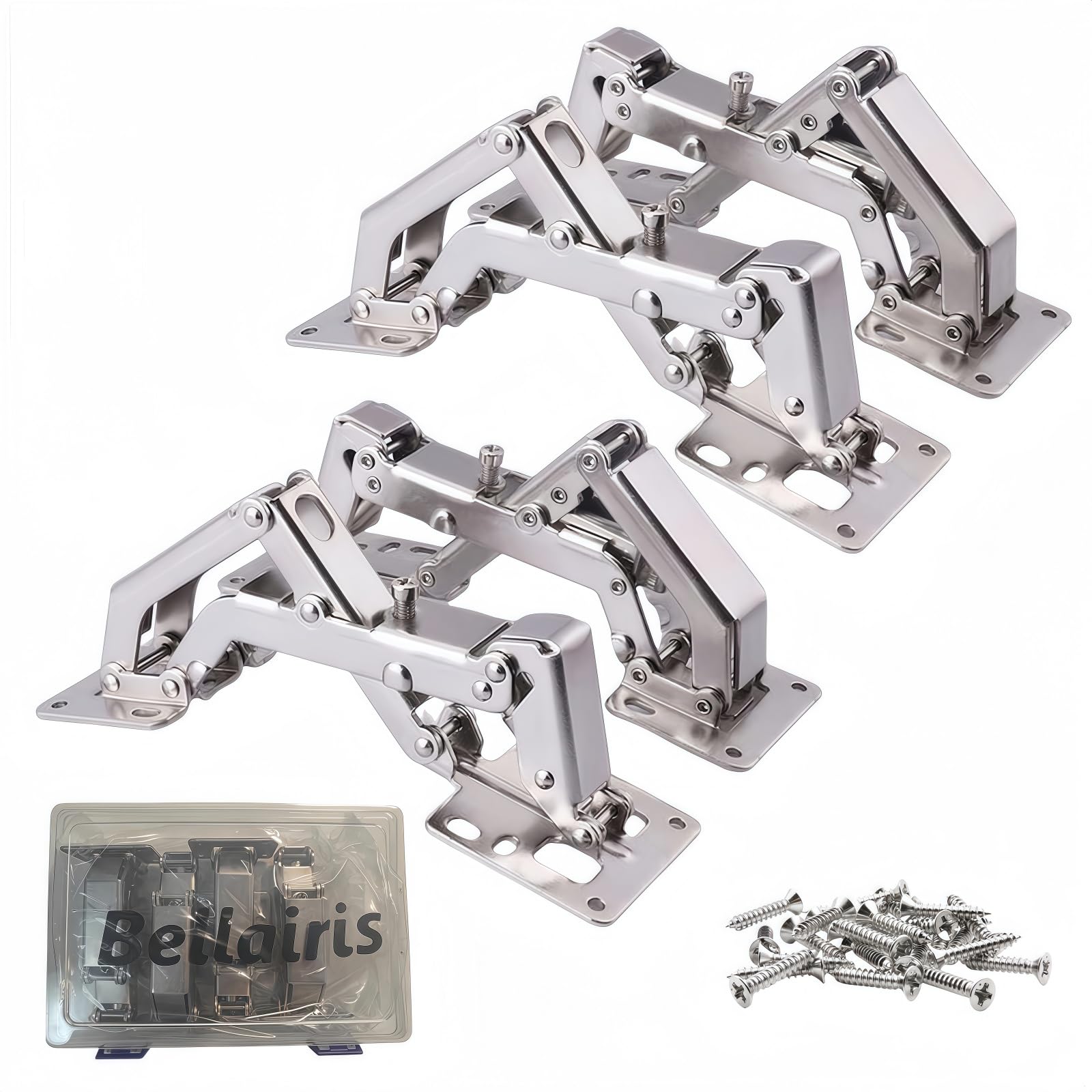 175° Heavy Duty Cabinet Hinges 2 Pair, Wide-Opening Concealed Hydraulic Hinges for Trap Doors, Thick Panels & Garage Cabinets | Soft Close, Adjustable Frameless Hinge Set with Screws & Storage Case