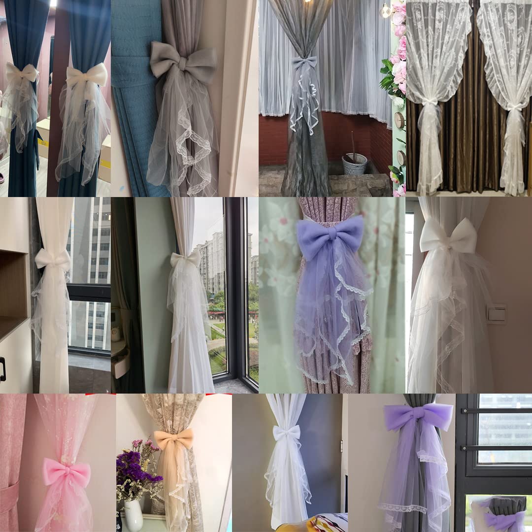 2 FermaTende In Pizzo Con Fiocco - Bianco 62x20 Cm Per Casa, Ufficio - Foto 6