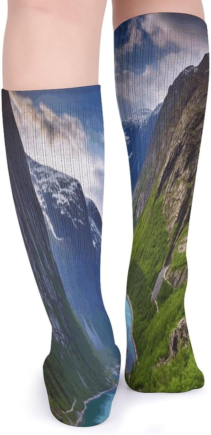 Norwegian Fjords Knee High Socks Cozy Knee High Socks Soft Mid-Length Sock for All Seasons Daily Wear Adult