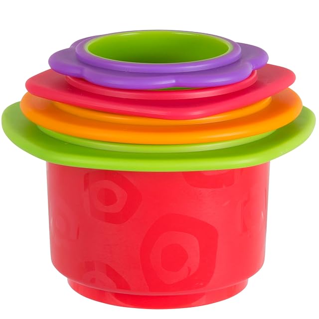 Playgro Juguete apilable de baño, 4 Piezas, Juguete para bebés, A partir de 9 meses, Libres de BPA, Colorido, 40217