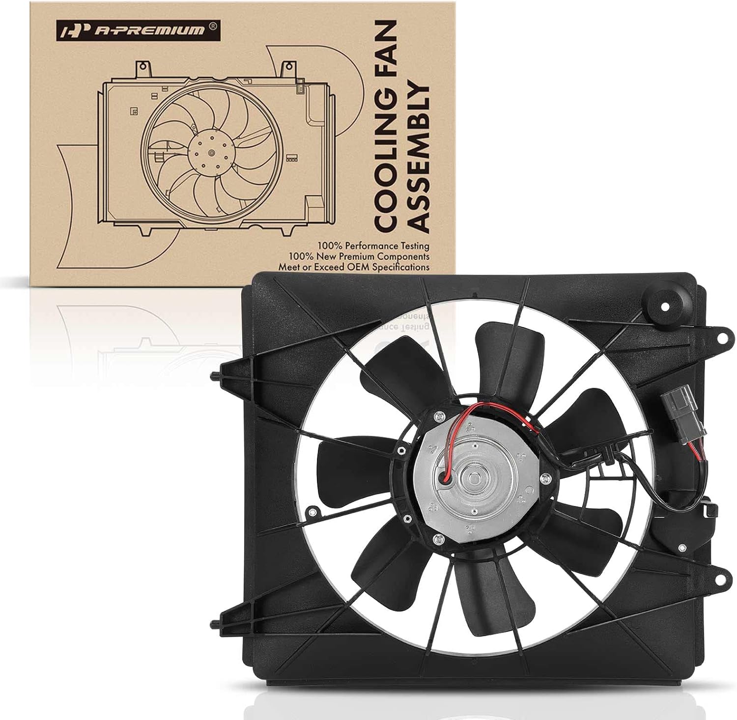 A-Premium Right A/C Condenser Fan Assembly Compatible with Select Honda Models - CR-V CRV 2007 2008 2009 - Replace# 36816RZAA01, 38615RZAA01