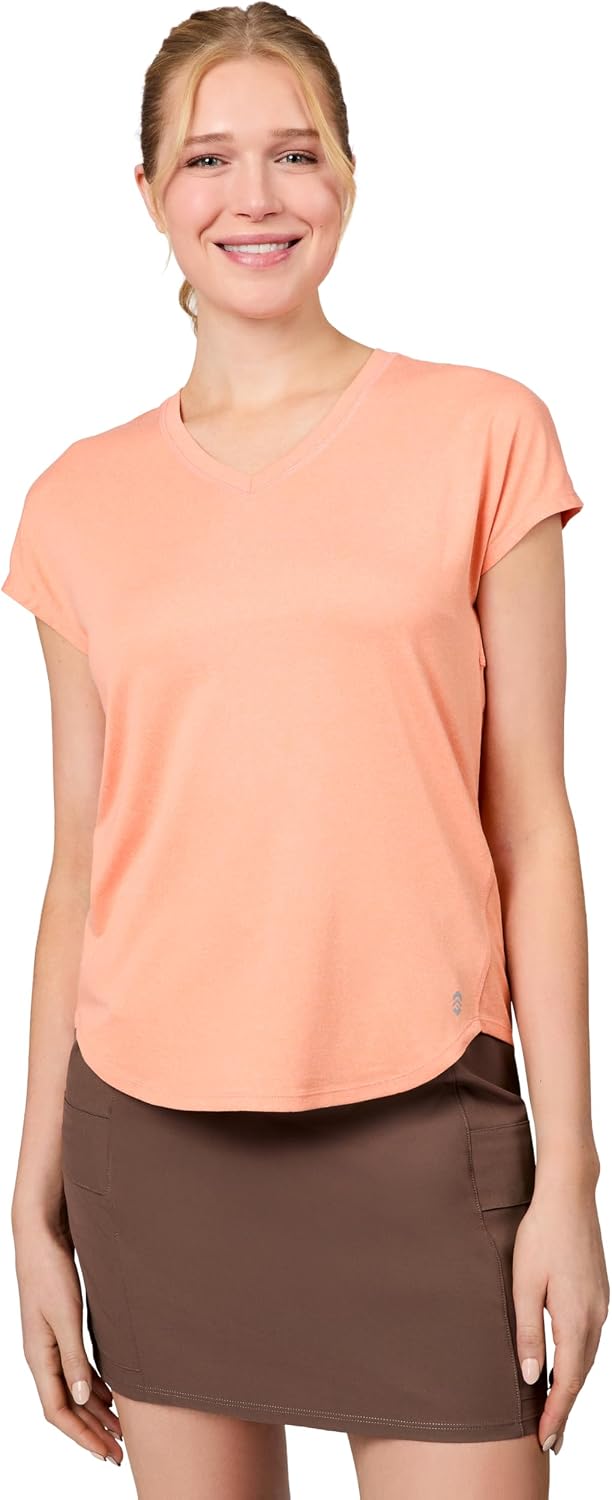 Free Country Women's Athletic T-Shirts Sun UPF 50+ Quick Dry Microtech® Cool Gym Workout Soft Short Sleeve Top Tee-Chill B