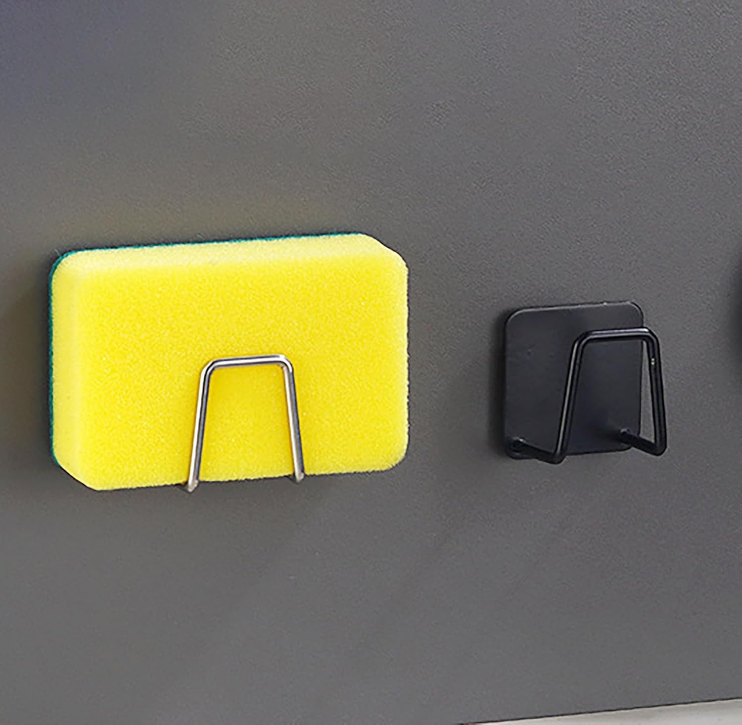 YIKANGHENG Sponge Drain Rack, 6 Pcs 2 Inch x 2 Inch Stainless Steel Self-Adhesive Hooks for Kitchen, Washbasin and Bathroom (6)