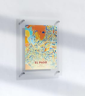 Maximalist Poster of EL PASO TEXAS Blue Orange USA | 11x17 12x18 16x24 24x36 Unframed Print Wall Art | Maximalism City Traveler Gift | Colorful Home Office Decor