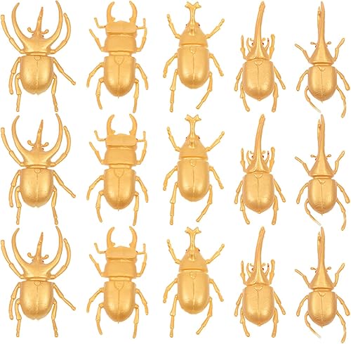Miniatura 6 de Totority 15pcs Golden Beetle Modelo Juguetes Escarabajo de plástico falso Insectos realistas Broma Juguetes Broma Truco de miedo divertido broma