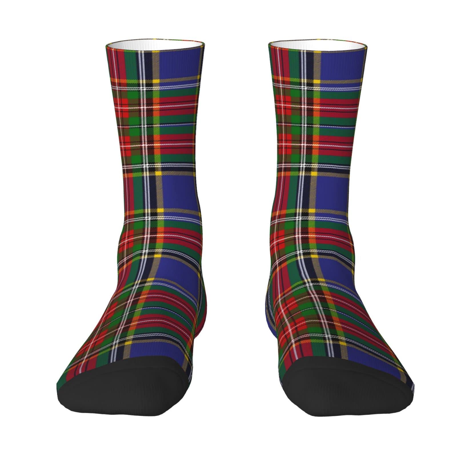 CHJDOFong Scottish Clan Macbeth Tartan Plaid Crew Socks for Men Women, Athletic Socks Novelty Fashion Casual Tube Sock Sports Dress Socks