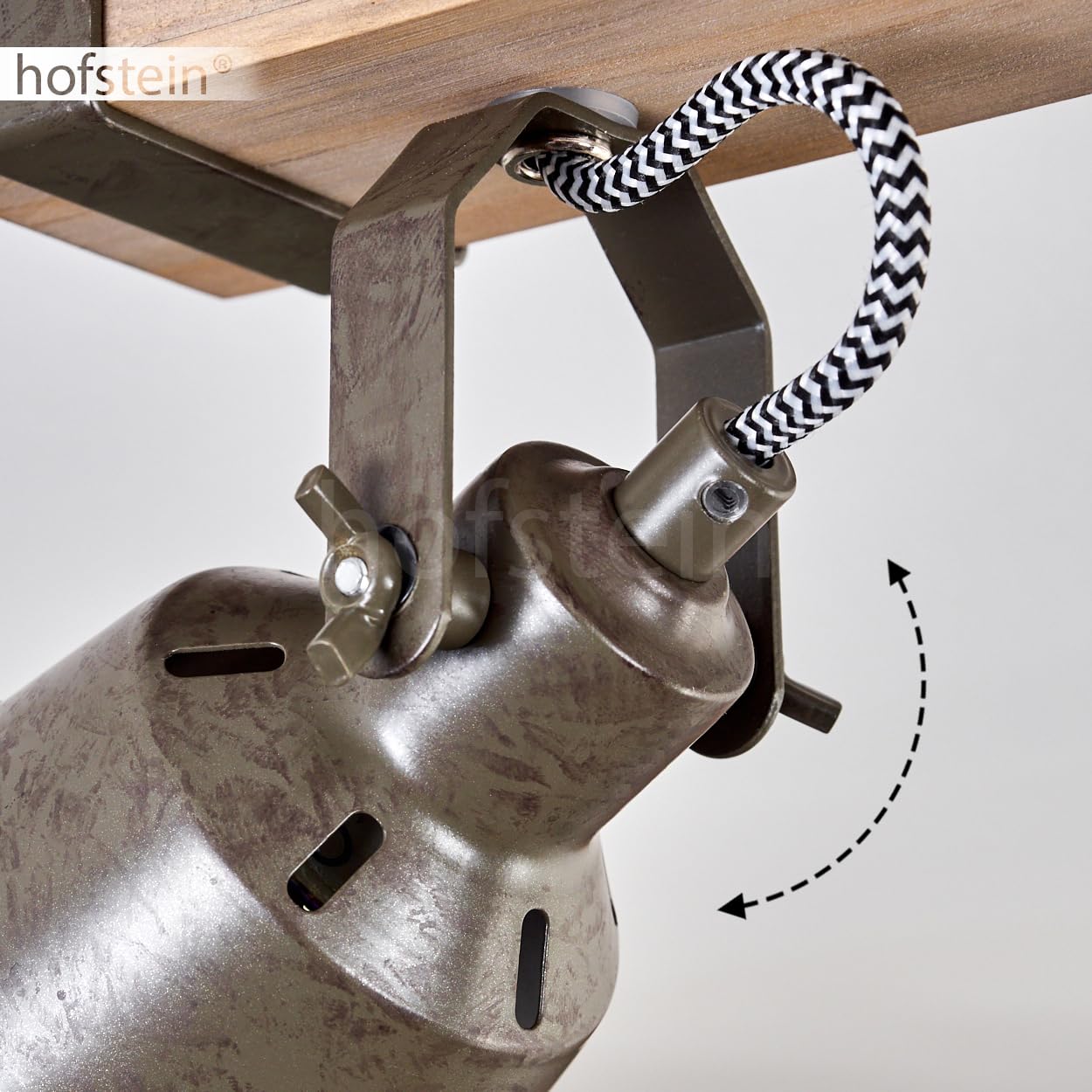 Plafonnier Pehefito de HOFSTEIN, plafonnier moderne en métal/bois vert-gris/naturel, plafonnier au design industriel avec abat-jour réglable, 2 ampoules, 2 x GU10 sans ampoules