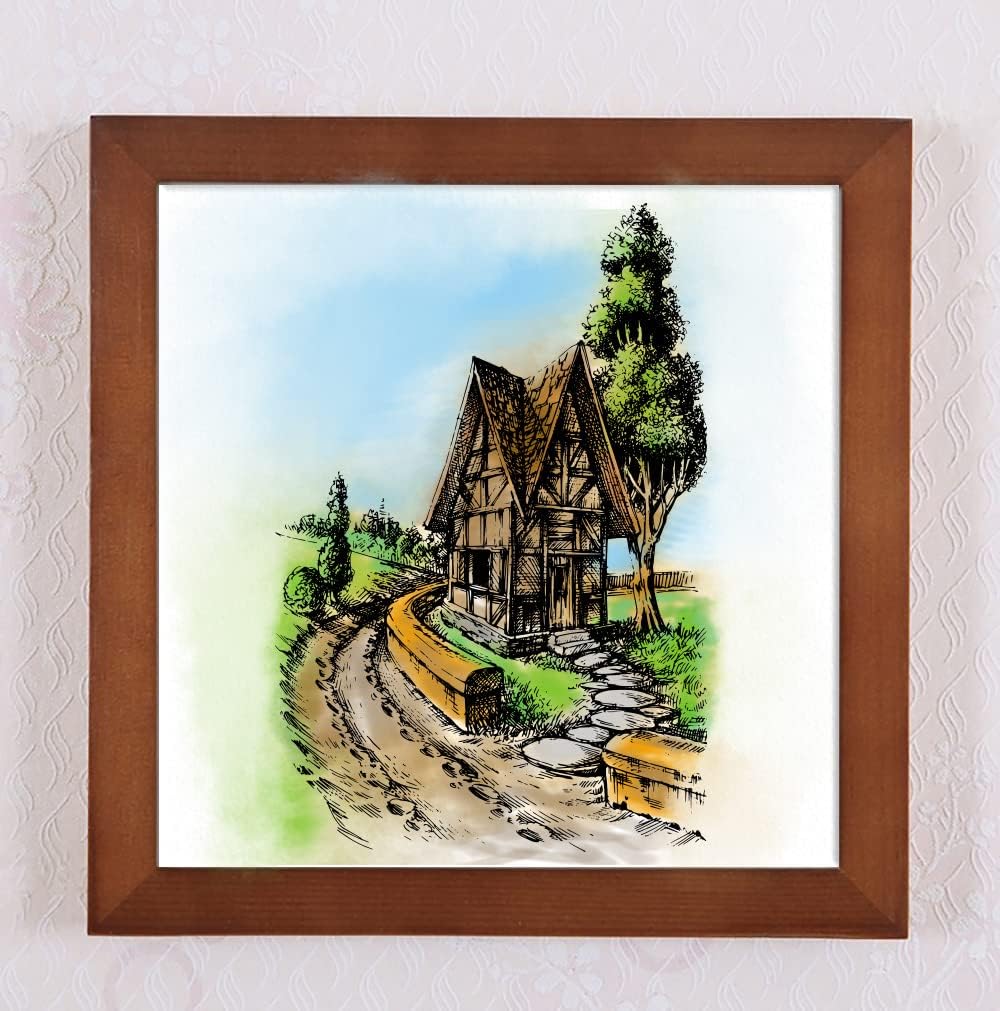 House Scenery Clear Stamps for Card Making Decorative Country Cottage Background Transparent Silicone Stamps for DIY Scrapbooking Supplies Embossing Paper Card Album Decoration Craft