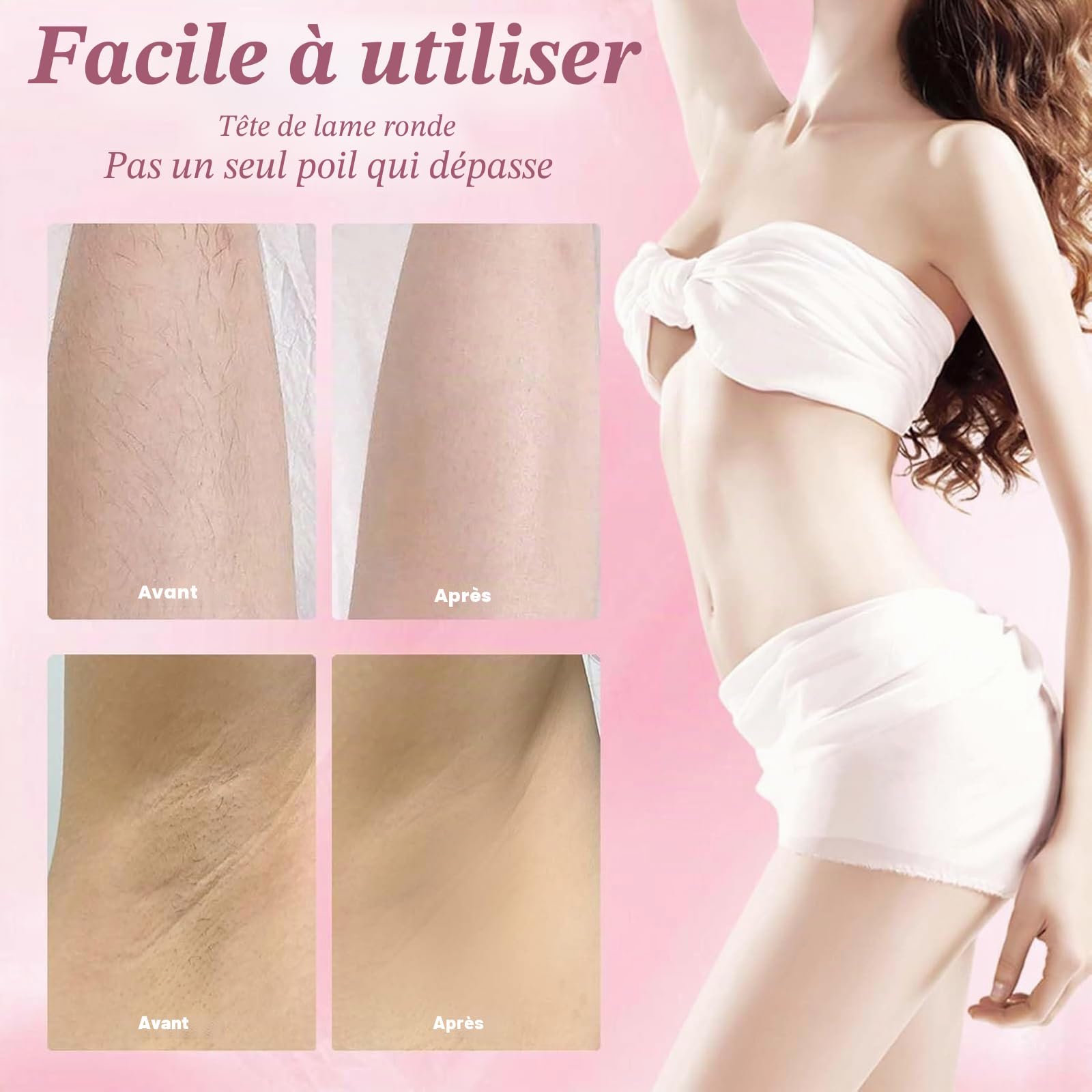 PZCC Rasoir Manuel pour Femme, Tondeuse Bikini 2 en 1, Rasoir Sans Fil, Anti-Coupures et Anti-Irritations, Humide et Sec, Rechargeable, Convient pour Le Visage, Les Jambes et Les Aisselles (Rose)