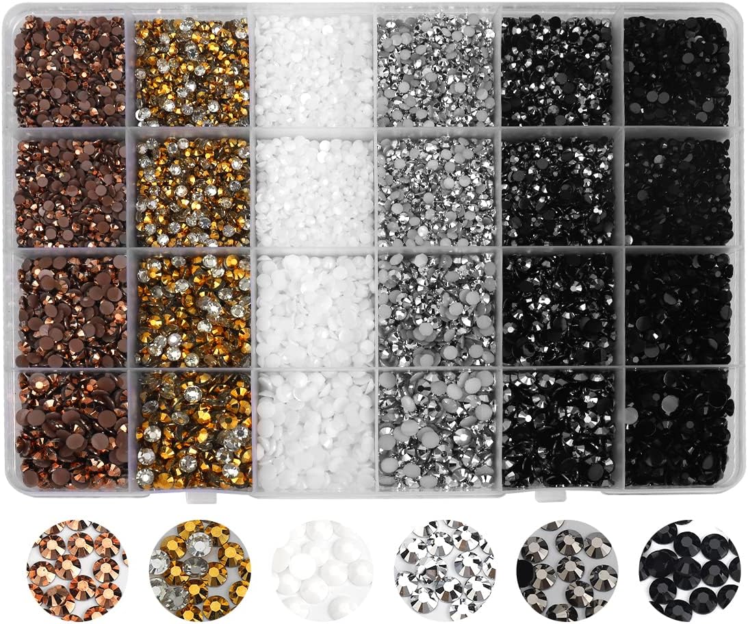 42000 Pcs Rhinestones Flat Black Resin Jelly Crystal Gemstones for Crafts Nails Makeup Tumbler Shoes DIY Decoration(Pink Rhinestones+Gold Rhinestones)