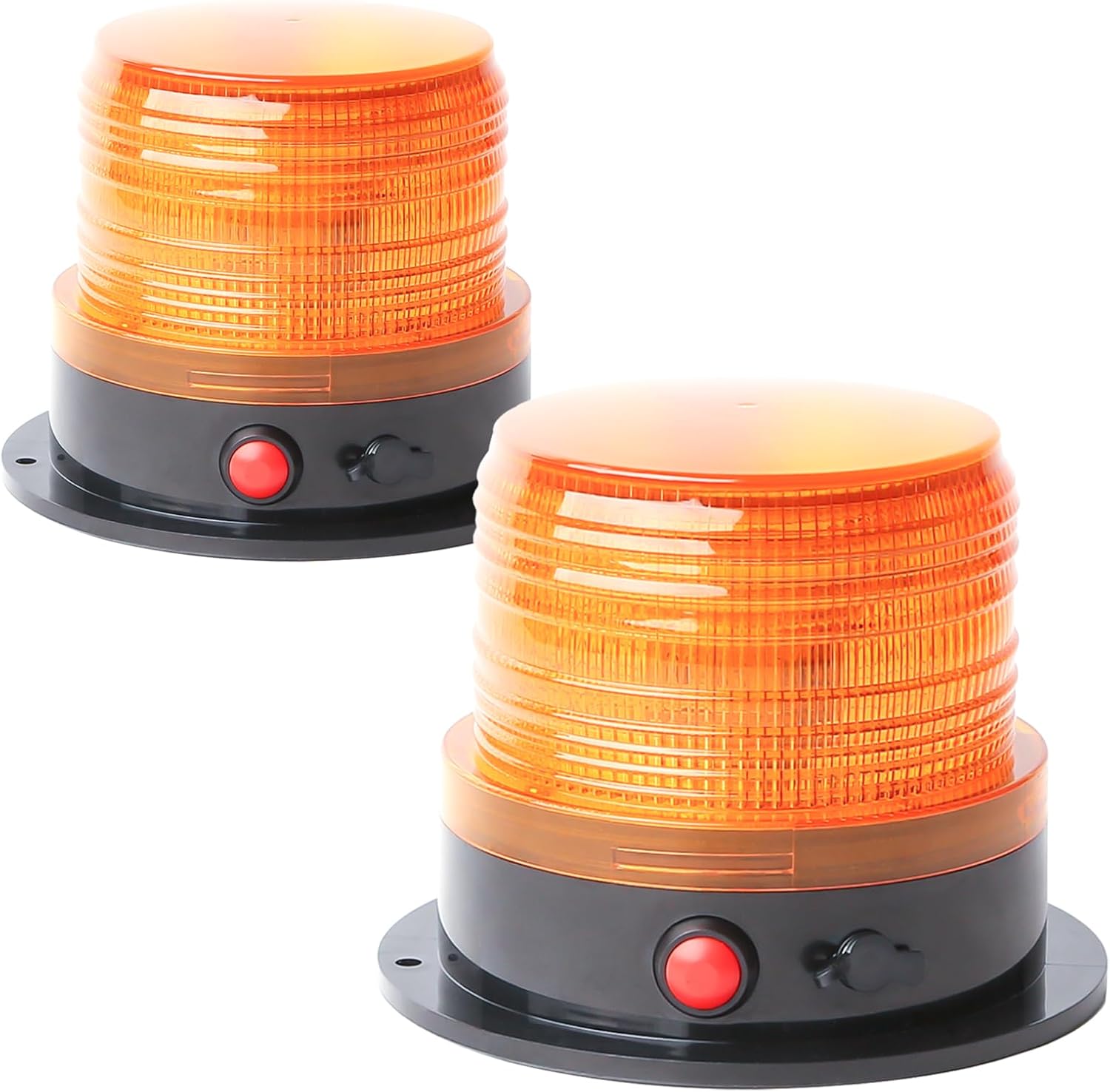 BooYu 2-Pcs Battery Operated Amber Warning Beacon Light w/Magnetic Base, Portable Rechargeable Mini Roadside Roof Top Plow LED Strobe Emergency Flash Mail Lights for Trucks/Trailer/Vehicle