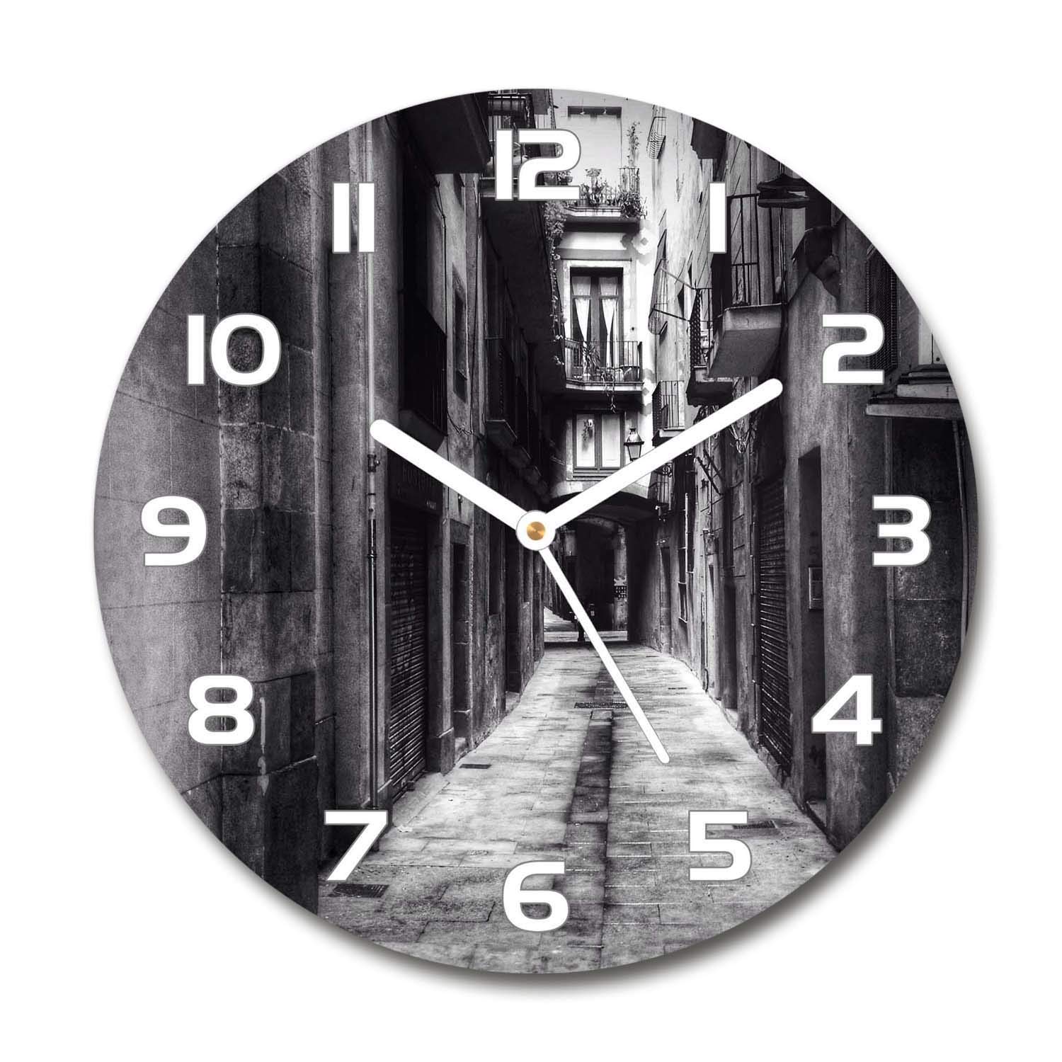 Horloge en Verre 60x60cm Tulup Barcelone Espagne Aiguilles Blanches