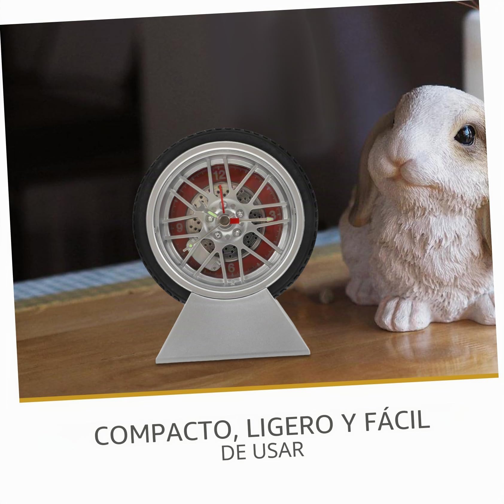 Healifty Reloj de Escritorio Neumático de Coche con Base, Cuarzo, Abs | Diseño Moderno y Detalle Preciso, para Dormitorio y Decoración del Hogar, Estilo Original