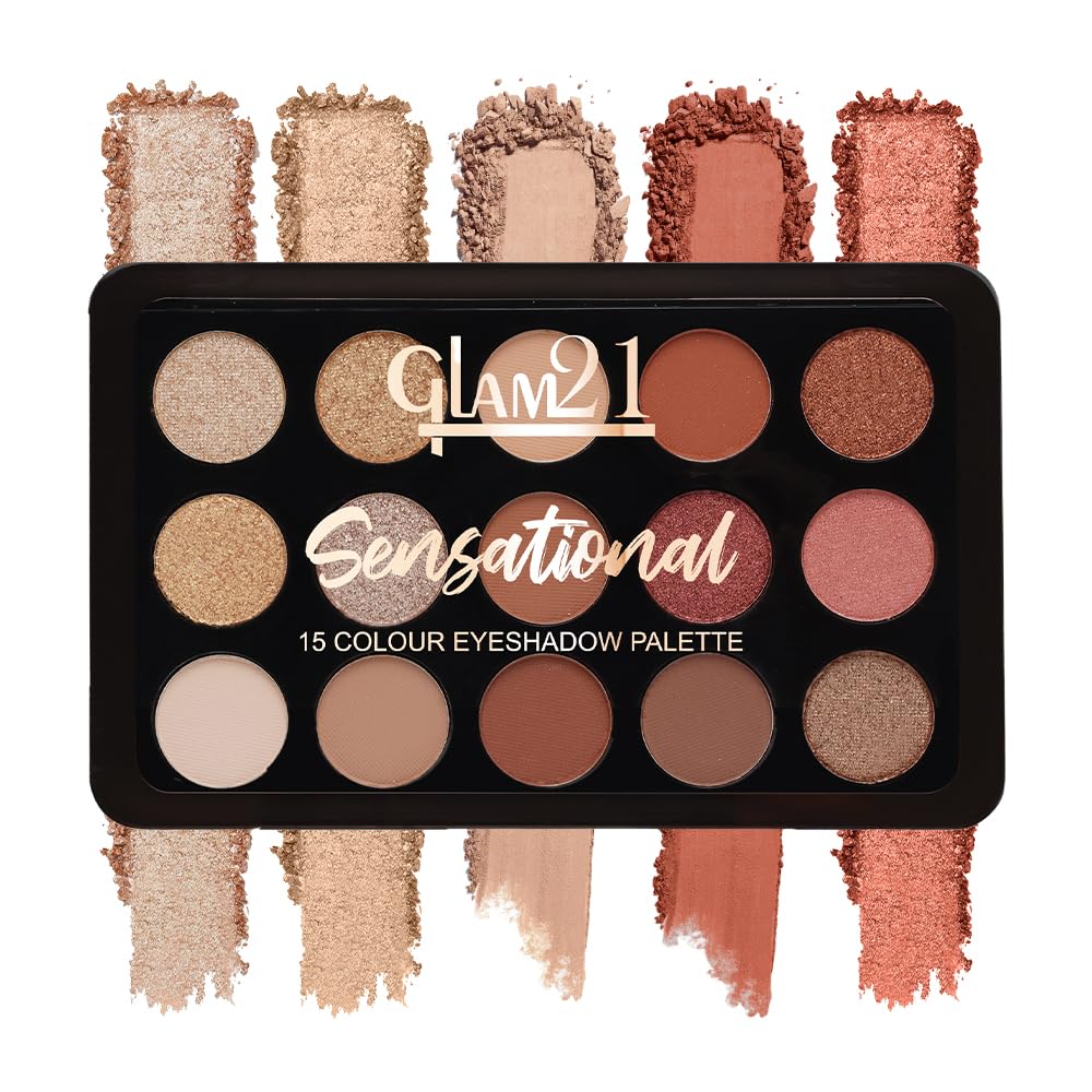 Glam21 Sensational Eyeshadow Palette | 15 Color Shades|Ultra Micronized Pigments|Smoky Eye Shadow|Long Lasting|14gm - 02-image-36