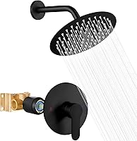 Heyalan Matte Black 8-Inch Rainfall Shower Head & Handheld Faucet Set with Valve Kit - SUS304 Steel, Easy DIY Install