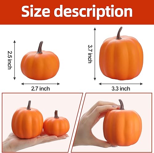 Miniatura 2 de Artgar Calabazas artificiales naranjas, decoración de cosecha, juego de 8 piezas para Halloween, Acción de Gracias, decoraciones de otoño, calabazas