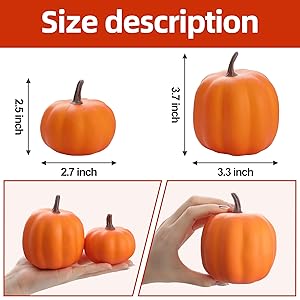 Artgar Orange Artificial Pumpkins, Harvest Decor Foam Pumpkin 8 PCS Set for Halloween Thanksgiving Fall Decorations, Realistic Faux Pumpkins for Festive Home Decor