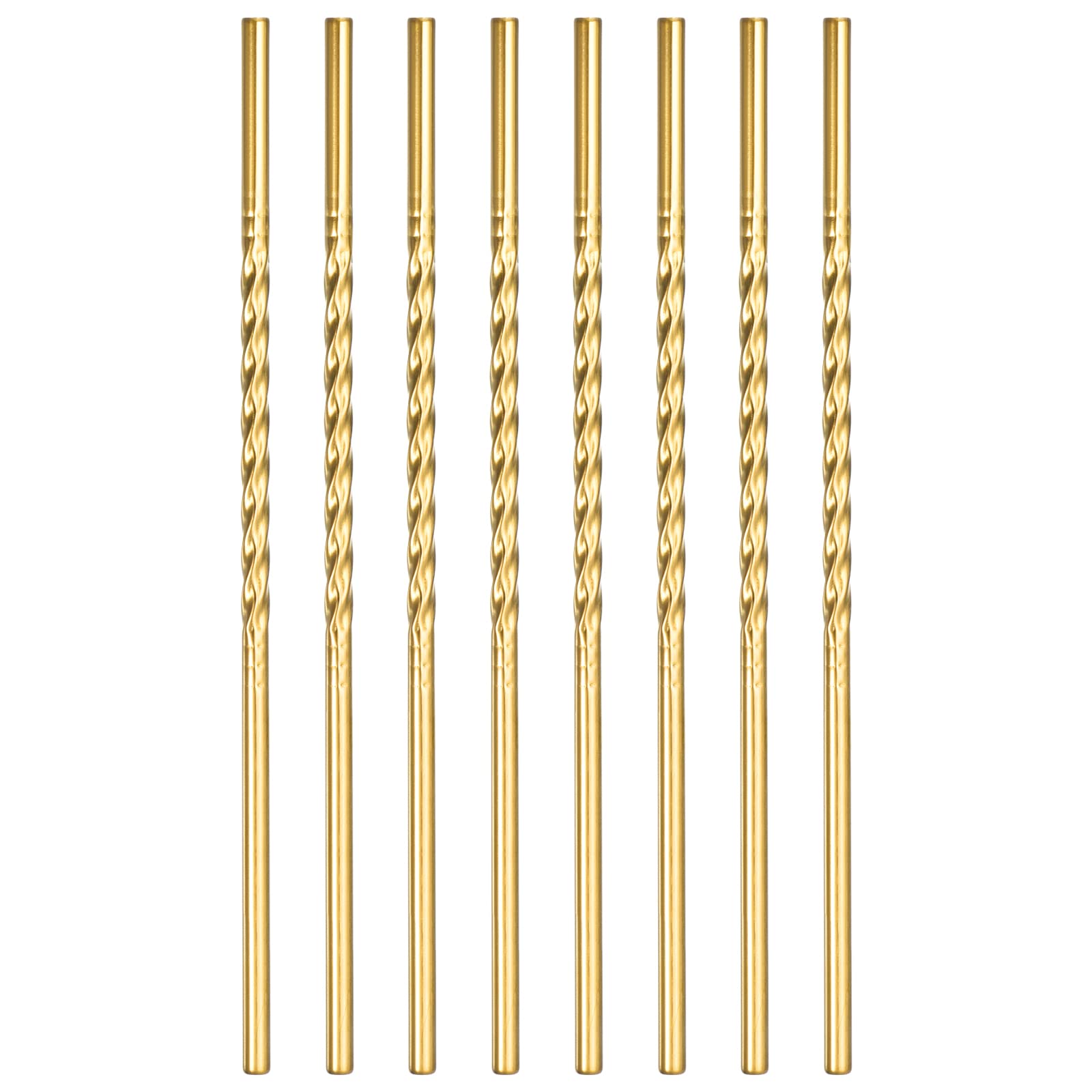 uxcell Stainless Steel Reusable Metal Straws, 8Pcs 8.46" Long x 0.24" Wide Metal Drinking Straws for Frozen Cold Drink, Milkshake, Tea (Straight, Gold