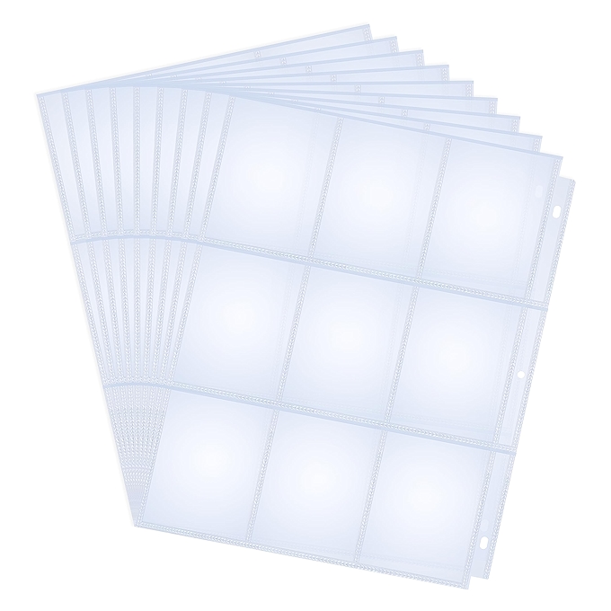 高品质360口交易卡保护套双面页，适用于3环活页夹