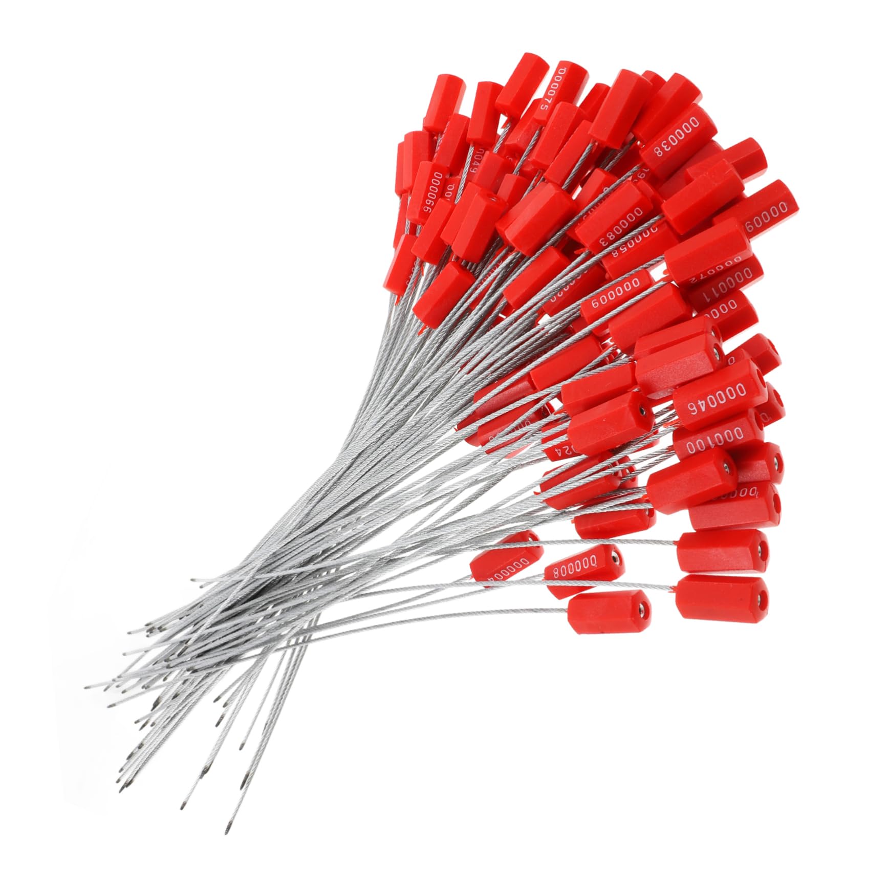 Scellés de Sécurité pour Câbles Rouges 100 Pcs en Acier Abs | Auto-bloquants, Longueur de Verrouillage Réglable, pour Expédition de Colis et Transport de Marchandises