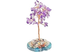 Natural Amethyst Crystal Tree of Life, Feng Shui Decor for Good Luck and Wealth
