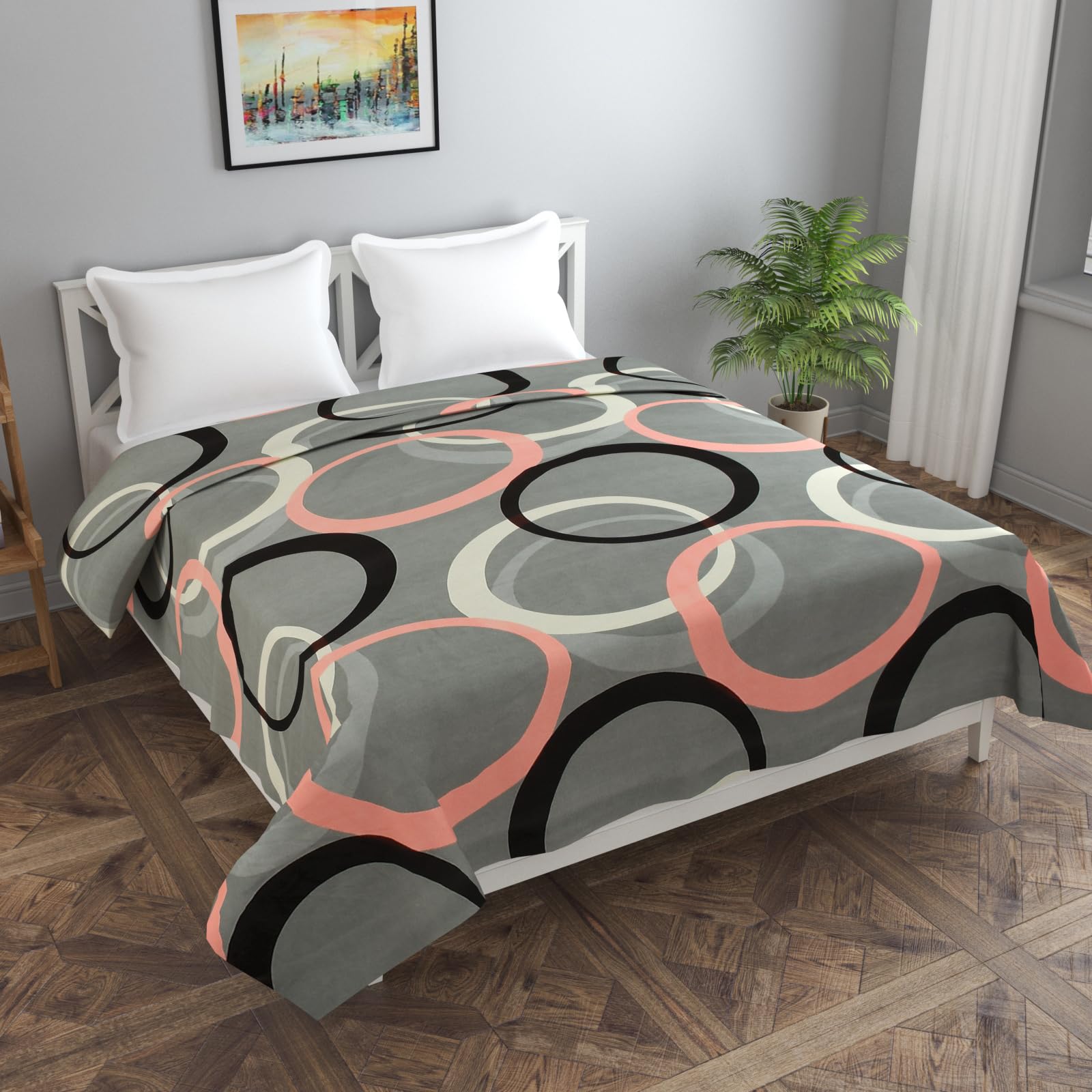 Mayas Collection 310 TC Glace Cotton King Size Duvet Cover || Comforter Cover || Rajai Cover || Blanket Cover || Quilt Cover Double Bed with Zipper (90" × 100" inch,Multicolour) (Gray, Queen)-image-8