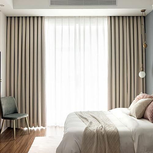 Cortina gruesa súper suave, con aislamiento térmico y oscurecimiento de ruido, ideal para sala de estar, dormitorio, habitación de niños, cuarto de