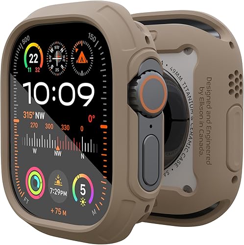 elkson Quattro Max Series - Funda protectora duradera de grado militar, hecha para Apple Watch Ultra 2 1, protector de pantalla de 1.929 in,