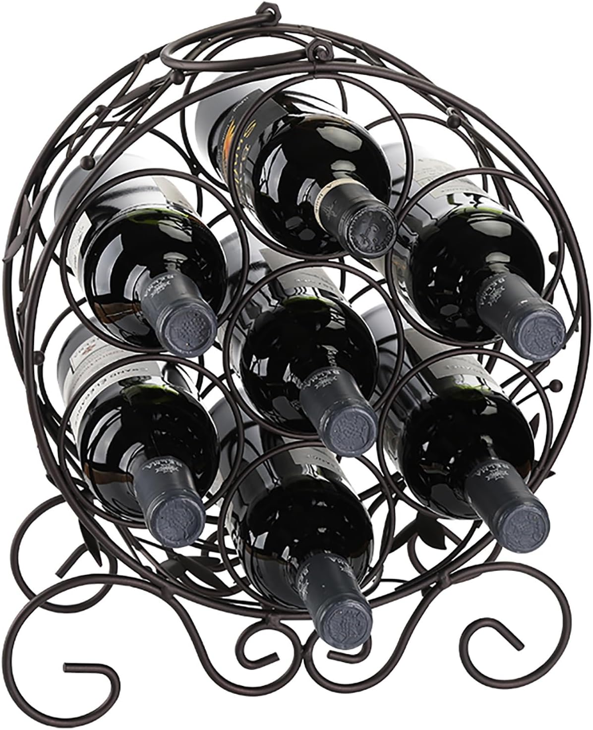 Metal Wine Bottle Rack, Floor-standing Wine Rack, Art Wine Rack, Free Standing Wine Storage 2/4/6/7 Bottle, Wine Bottle Holder, Iron Wine Rack, Wine Display Storage, for Bar Living Room Restaurant ( C