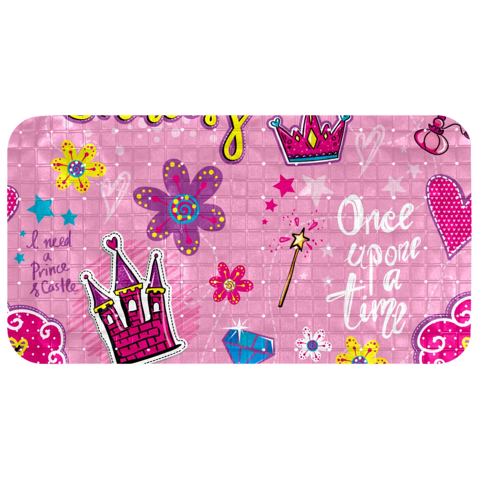 Alfombrilla de baño para evitar resbalones en bañeras lisas con diseño rosa de niñas