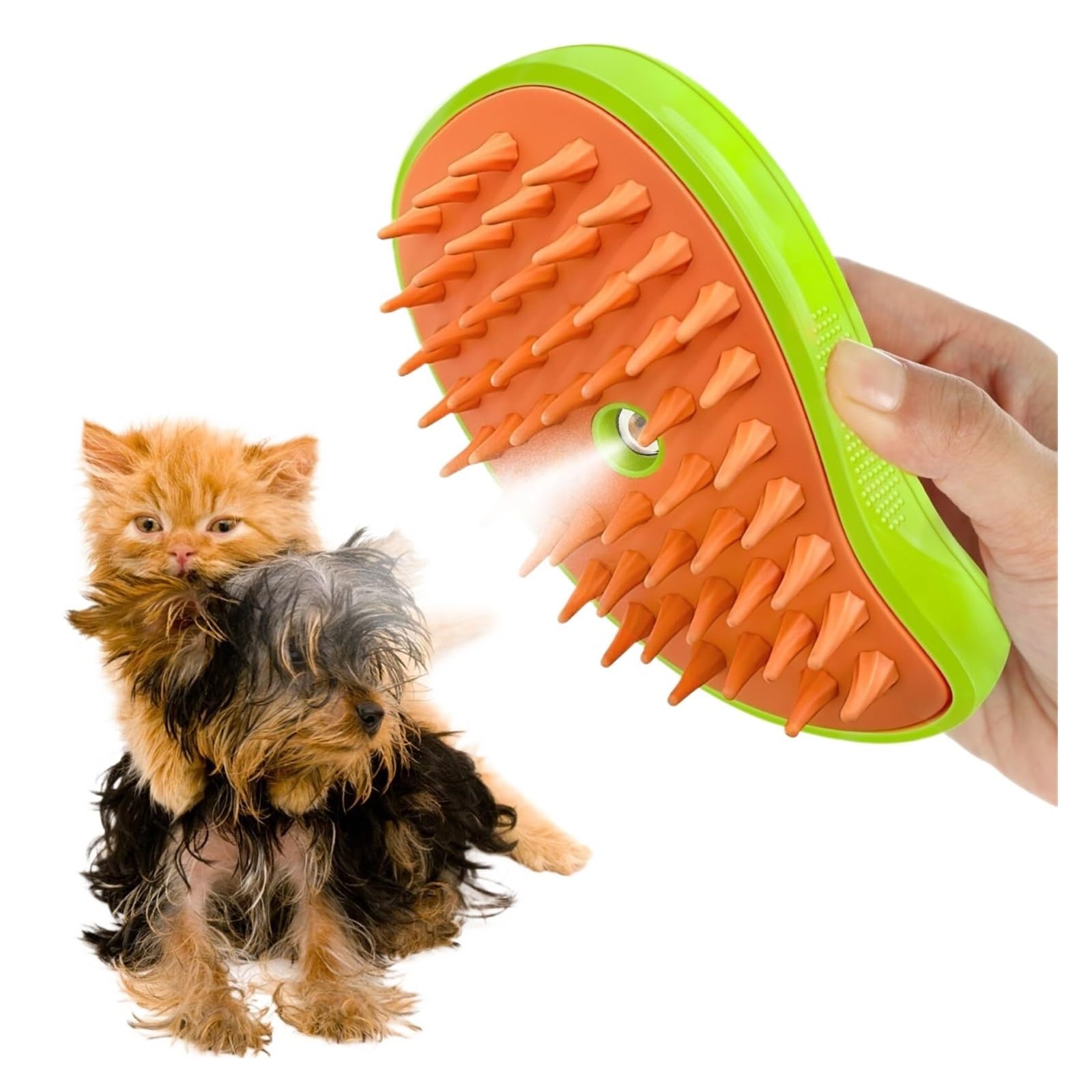 Cepillo de spray para gatos, masajeador 3 en 1, cepillo autolimpiante para gatos con agua, cepillo de vapor frío de silicona recargable para perros, cepillo de baño para gatos que elimina el cabello