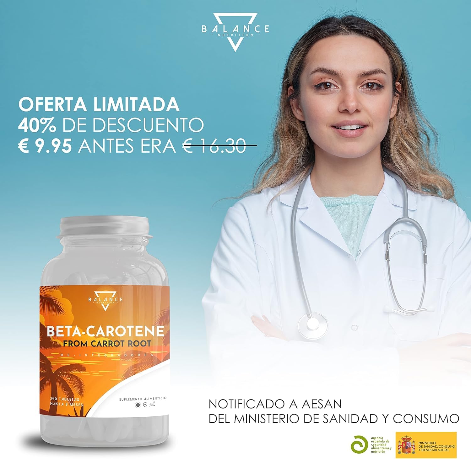 ACELERADOR BRONCEADO - 240 COMPRIMIDOS (Suministro para 8 Meses) | Betacaroteno Capsulas | Betacaroteno para un Bronceado Fuerte, de Extracto de Zanahoria | 100% natural