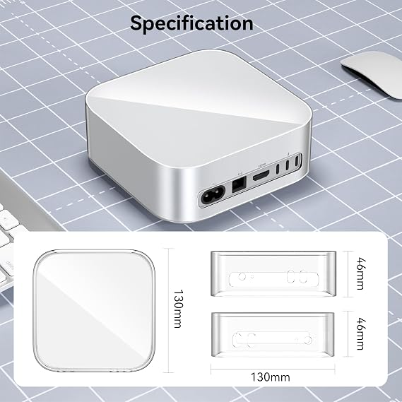Yottamaster TPU Case for 2024 Mac mini M4,Mac mini M4 Pro Cover,Durable Protective Protector,Lightweight Scratch Proof Skin - Transparent