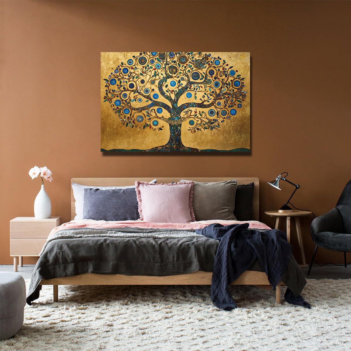 Drzewo życia złoty Gustav Klimt styl płótno sztuka ścienna 70 x 100 cm