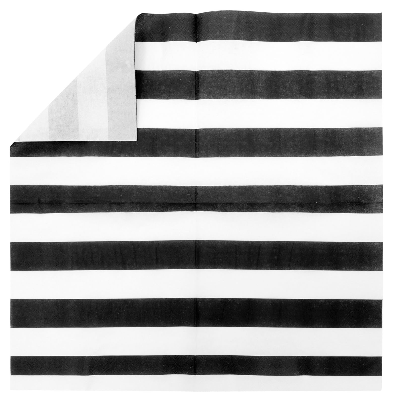 Lot de 150 serviettes de table jetables en papier - Pour anniversaire d'enfant - 2 plis - Motif rayé noir et blanc - Dépliées - 33 x 33 cm - Pliées - 16,5 x 16,5 cm