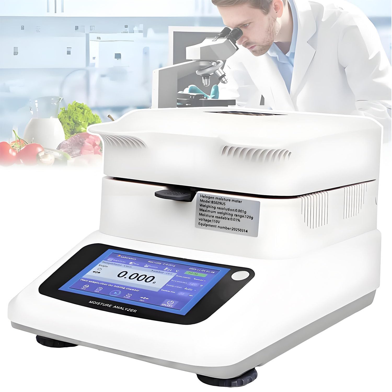 AiODiO Moisture Analyzer Machine, 120g Cap, 3 Modes 0.001g
