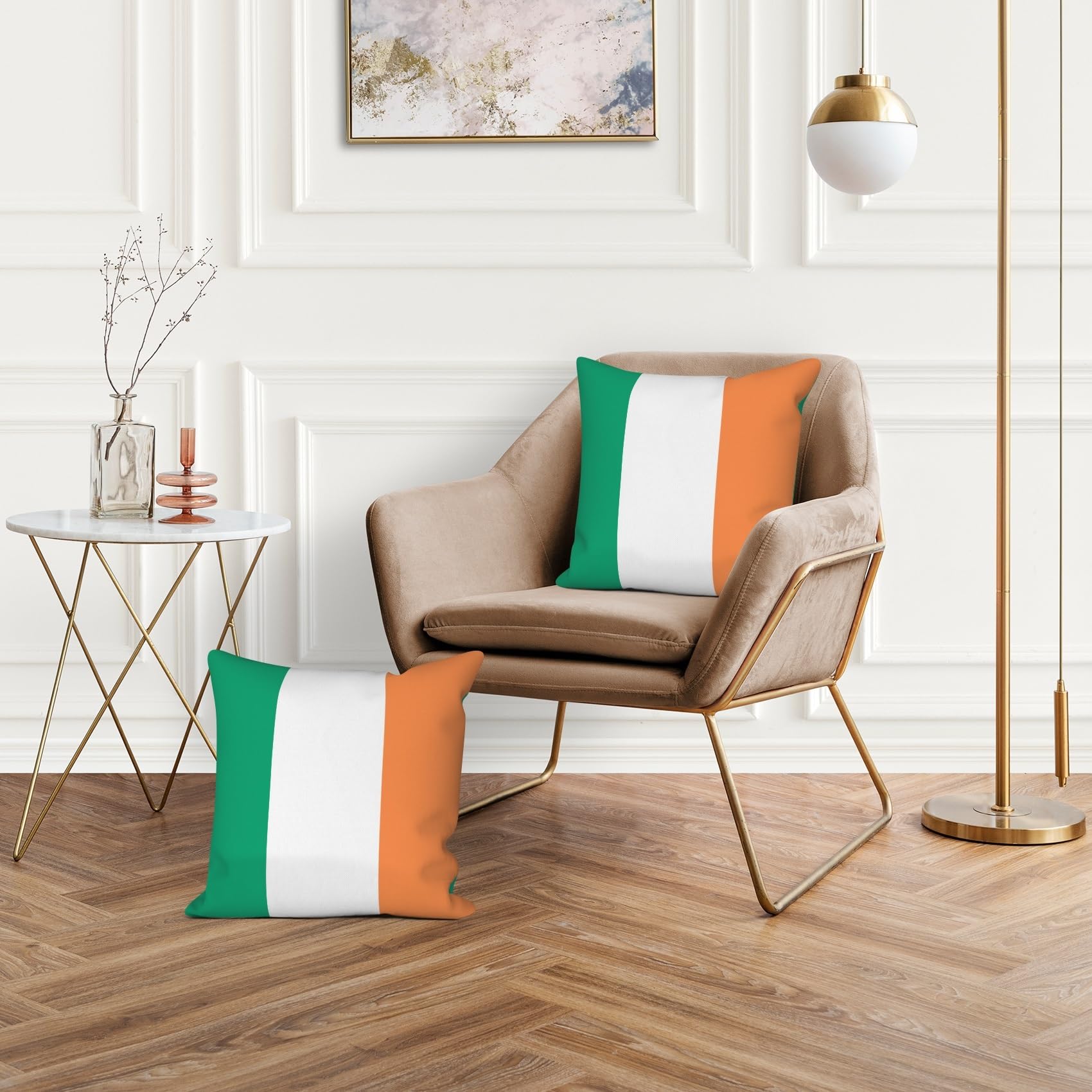 ggaimwf Flag Cushion Cover Ireland Flag Cushion Cases for Sofa Patriotic National Flag Pillow Covers Home Decorative Throw Pillowcase with Invisible Zip Chair Bedroom Living Room 40x40cm Set of 2 - Image 4