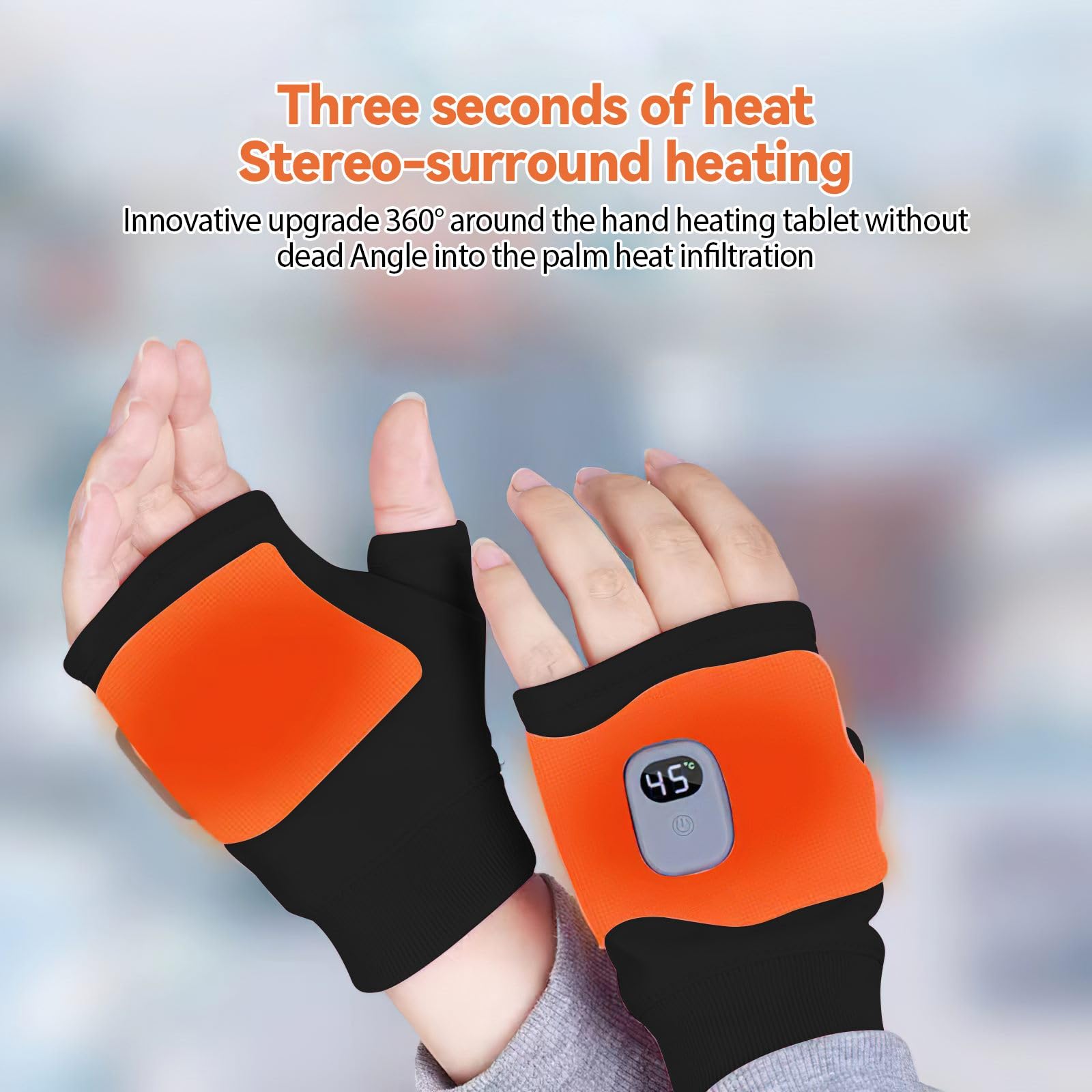 Eznaobo Gants Chauffants électriques Pour Femme - Réglables 3 Vitesses, Rechargeables USB, Sans Doigts - Pour équitation Et Extérieur - 8