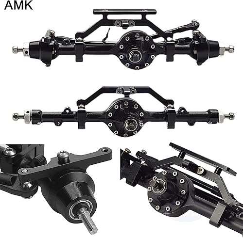 Miniatura 27 de AMK Aleación de aluminio CNC eje trasero completo para 1/10 RC Crawler RC4WD Ge-Lande II TF2 D110 Yo-ta II Ejes (negro) Eje trasero,Eje