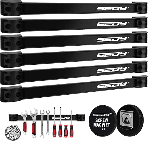SEDY Magnetic Tool Holder Storage Organizer: 7-Piece Garage Wall Mount
