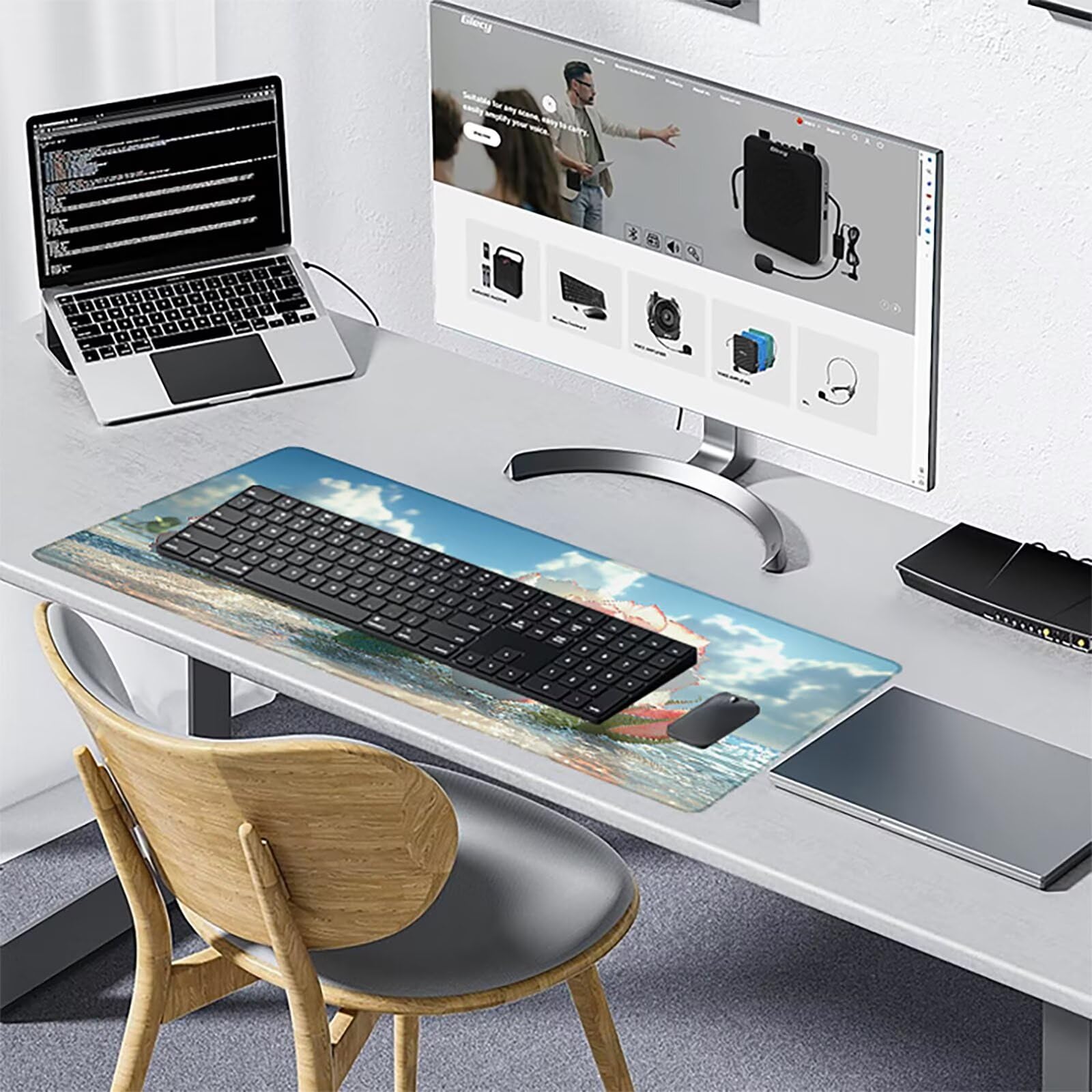 Amazon.com: Flower Mouse Pad 24x12in, Seaside Mouse Pad Gaming