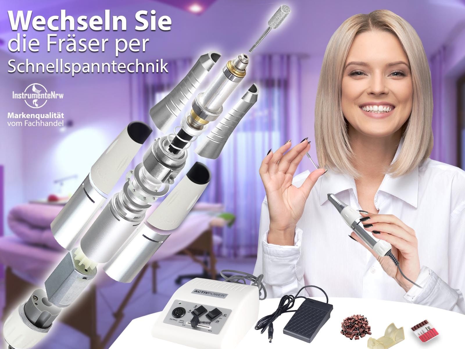 Maniküre Set Elektrische Nagelfeile mit 30.000 Umdrehungen pro Min | Nagelfräser 306 Aufsätze als feine Schleifbänder oder Schleifhülsen für gepflegte Füße und Fingernägel