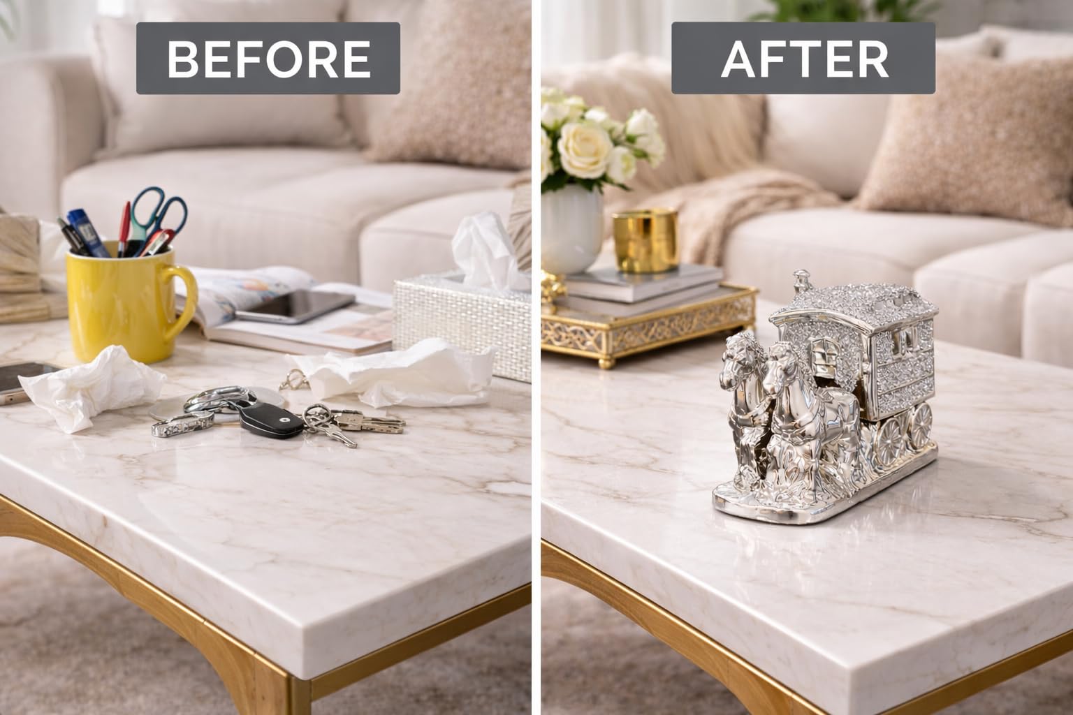 Ornamenti Cavallo Con Carro Gypsy Crushed Diamante Carrozza Ornamento Shelfsitter Bling