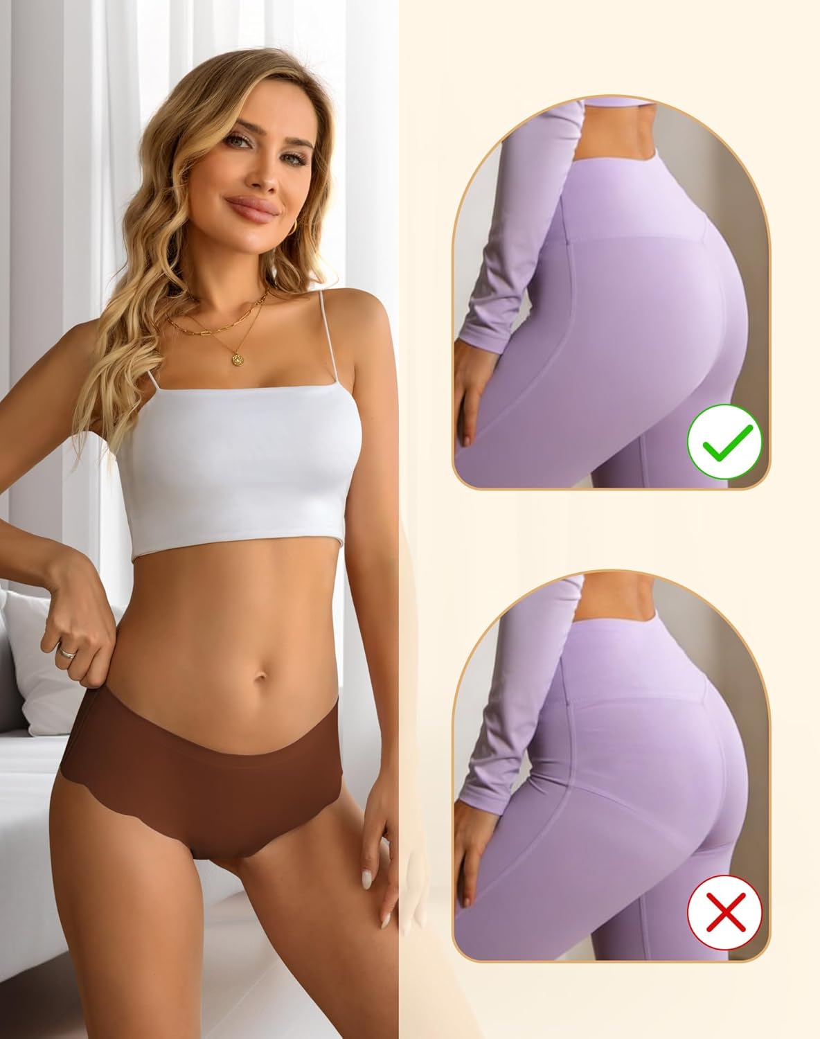 Seamless Underwear for Women Mid Waist No Show Stretch Panties Ladies Invisible Wave Edge Briefs 6 Pack - Image 5