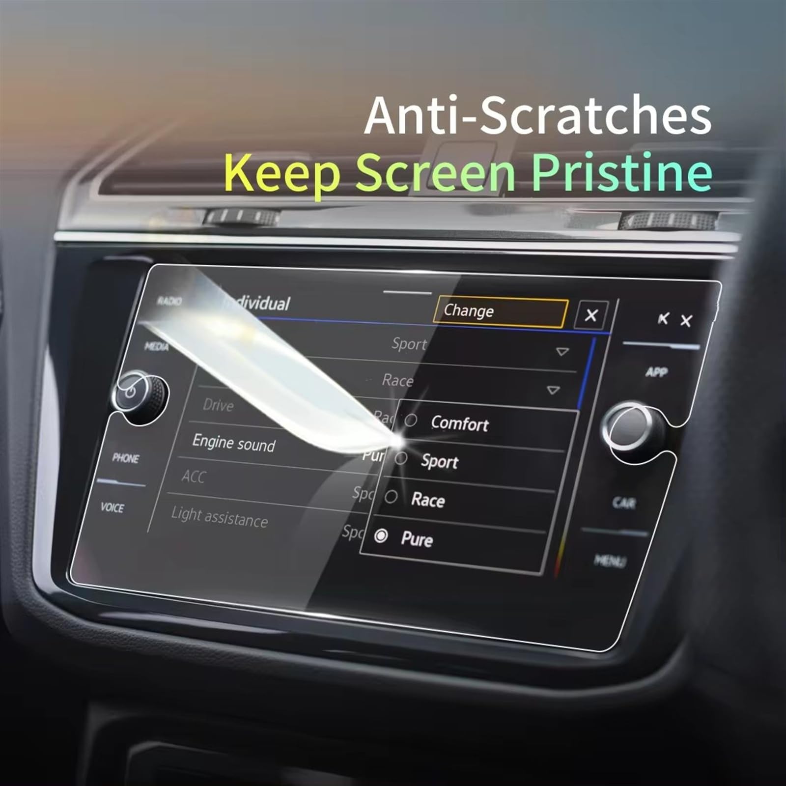 Für Carplay für VW Tiguan 2023: Schutzfolie aus gehärtetem Glas für Display Navigation Fahrzeugaufkleber Displayschutzfolie Navigationsfolie