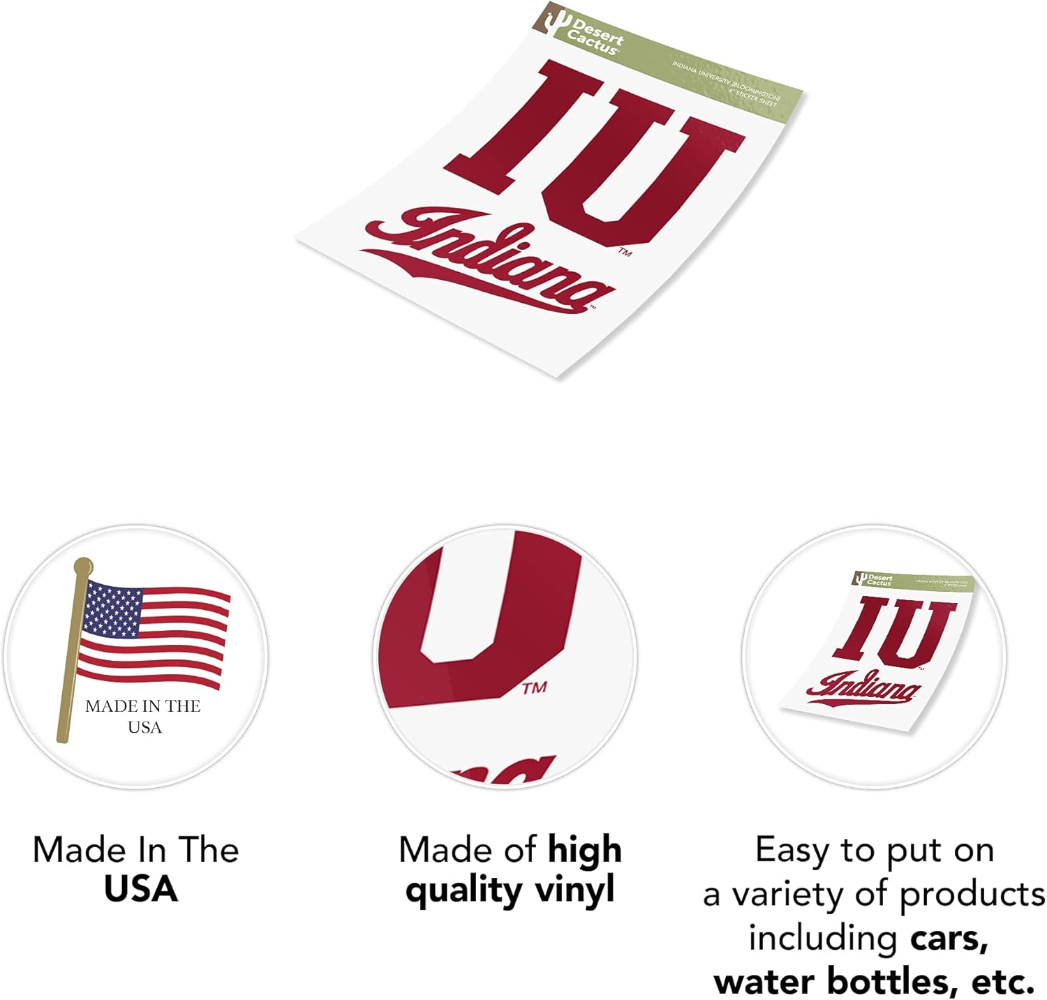 Desert Cactus Indiana University Sticker Bloomington Hoosiers Vinyl Decal Laptop Water Bottle Car Scrapbook (4 Inch Set V1) - Image 5