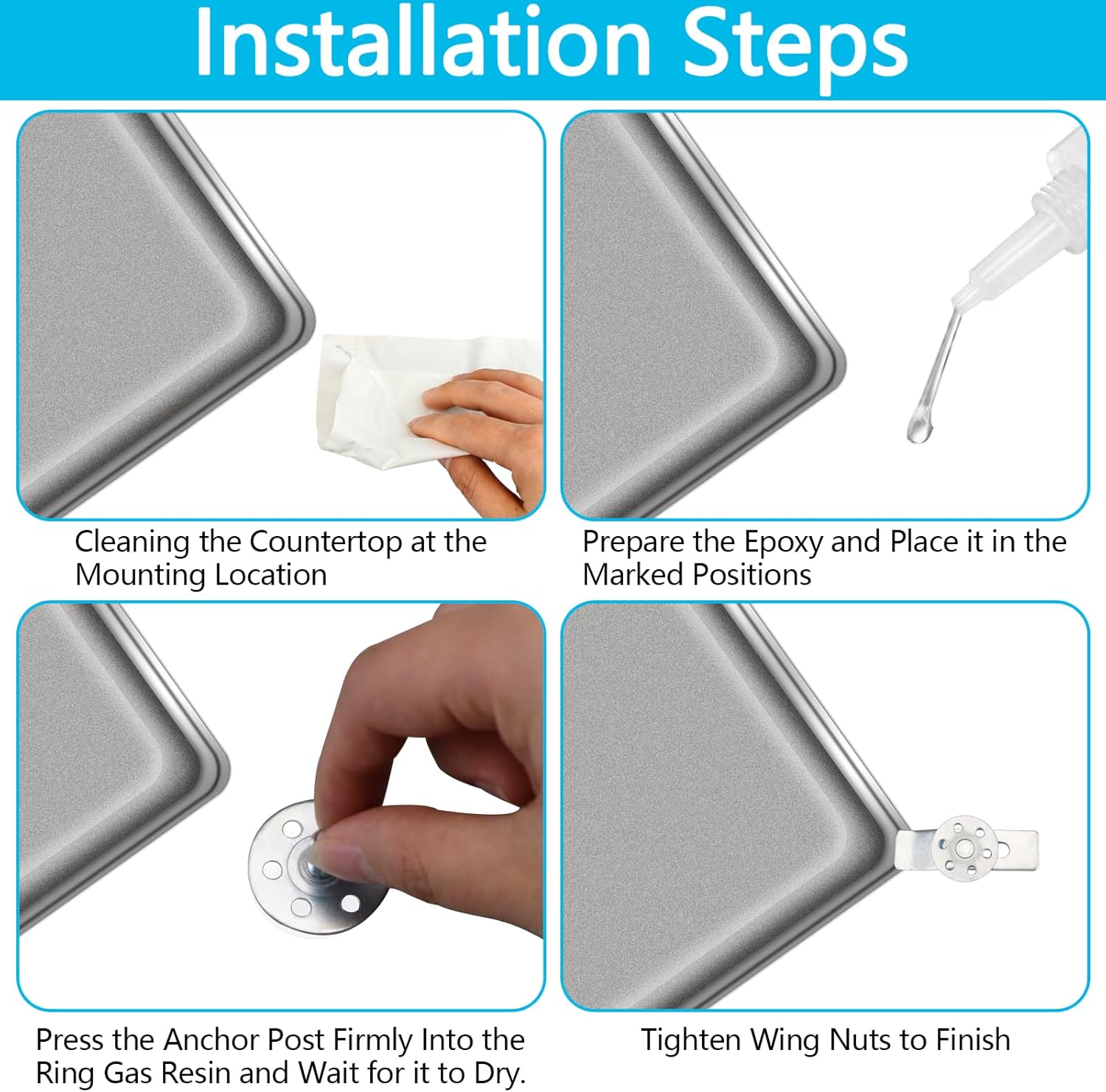 Undermount Sink Clips, 24 PCS Undermount Sink Brackets, Sink Mounting Kit Bracket, Installation Repair Hardware Clips Fastener Support for Kitchen or Bathroom Sinks (Silver)
